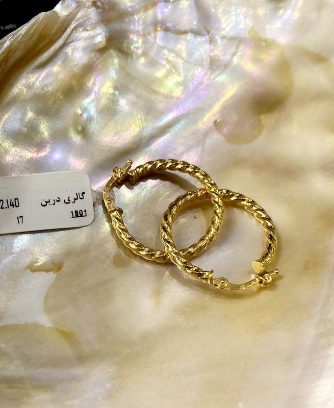 گوشواره زنانه طلا ۱۸ عیار گوشواره حلقه ی درین