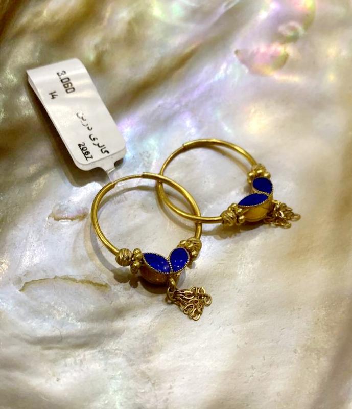 گوشواره زنانه طلا ۱۸ عیار گوشواره کشمیری درین