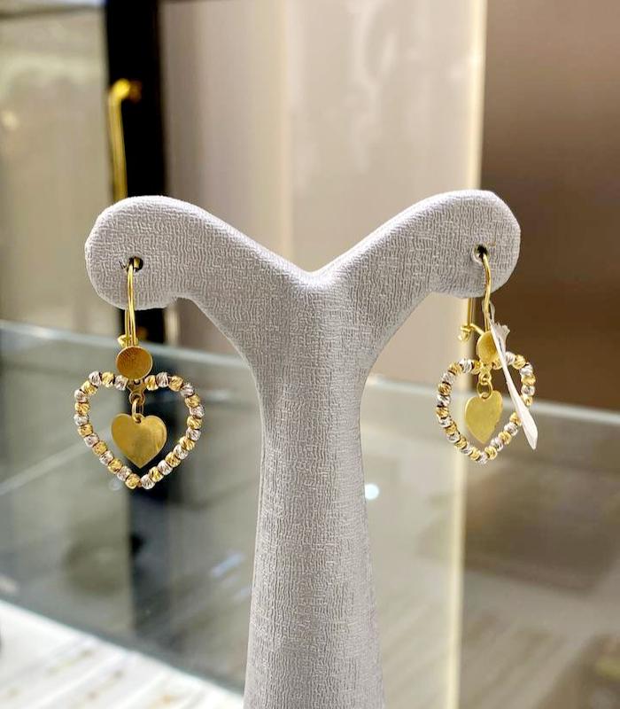 گوشواره زنانه طلا ۱۸ عیار گوشواره قلب درین