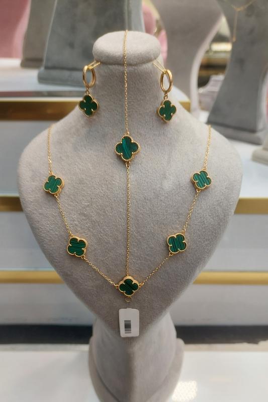 زنانه ست طلا ۱۸ عیار ست کامل ونکلیف سبز گالری دنیا