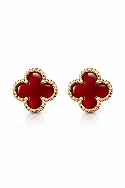 گوشواره زنانه طلا ۱۸ عیار ونکلیف قرمز گالری مینا‌جان