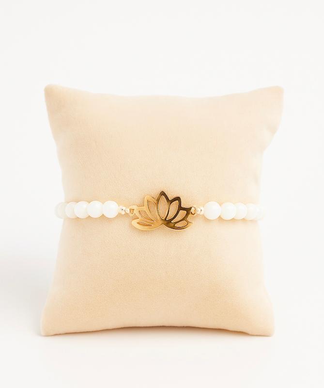 دستبند زنانه طلا ۱۸ عیار دستبند صدفی نیلوفر گالری نارسیس گلد