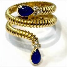 انگشتر طلا ۱۸ عیار انگشتر پيچ ٢ سر آبى گالری زرنوش