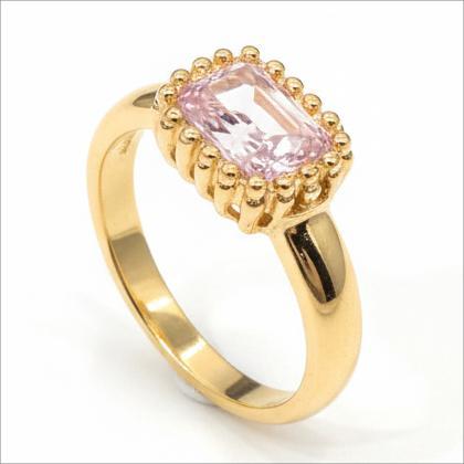 انگشتر طلا ۱۸ عیار انگشتر کالکشن جم نگین صورتی گالری زرنوش