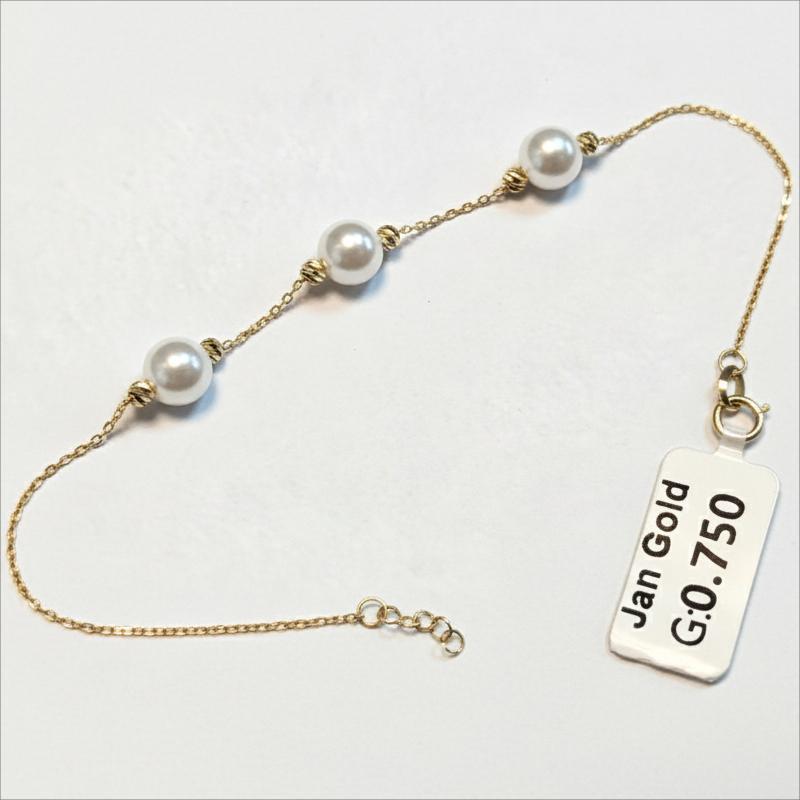 دستبند طلا ۱۸ عیار مروارید و گوی گالری پریدخت