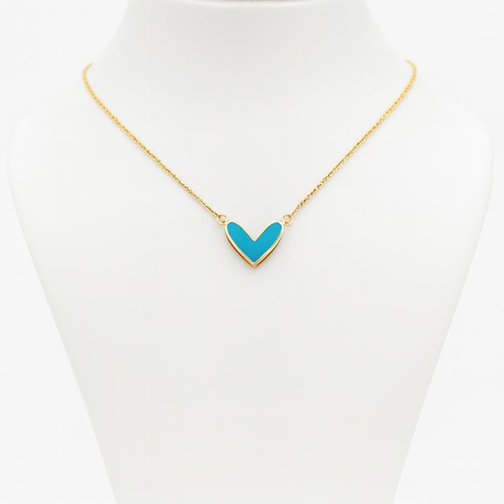 گردنبند زنانه طلا ۱۸ عیار گردنبند قلب آبی گالری طلای هدی