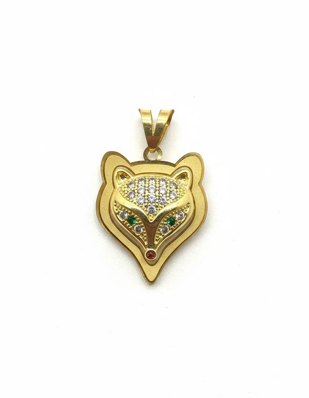 آویز طلا ۱۸ عیار مدال سواروفسکی روباه گالری طلای فر