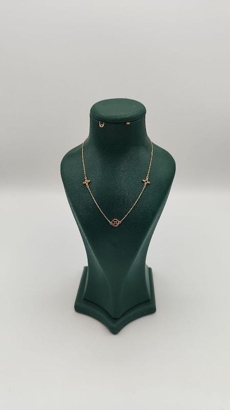 گردنبند زنانه طلا ۱۸ عیار گردنبند سه گل گالری طلا و جواهر ملکی