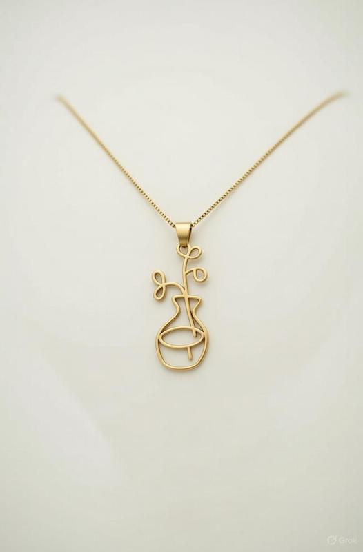 آویز زنانه طلا ۱۸ عیار پلاک گلدان گالری طلای هدی