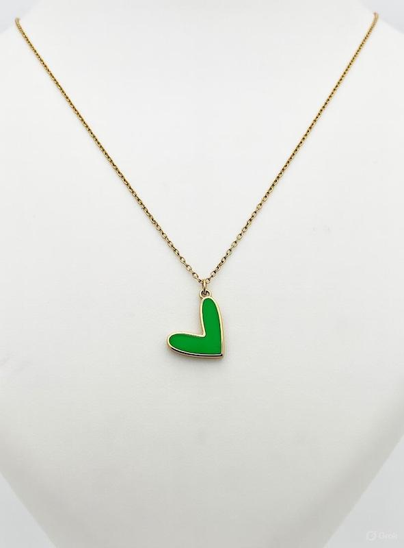 گردنبند زنانه طلا ۱۸ عیار گردنبند قلب سبز شبدر گالری طلای هدی