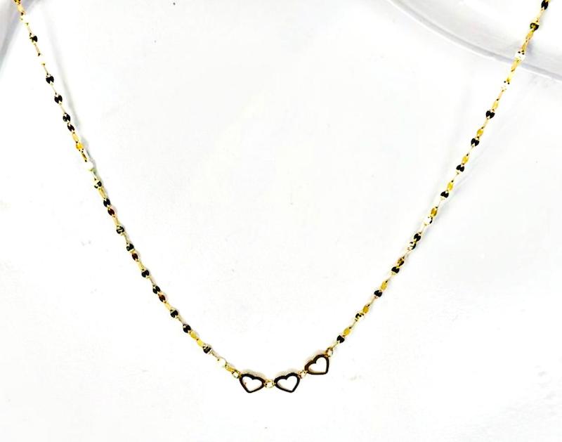 گردنبند طلا ۱۸ عیار سه قلب گالری نیک گلد