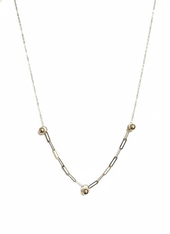 گردنبند زنانه طلا ۱۸ عیار گردنی گوی و حلقه سانل گلد