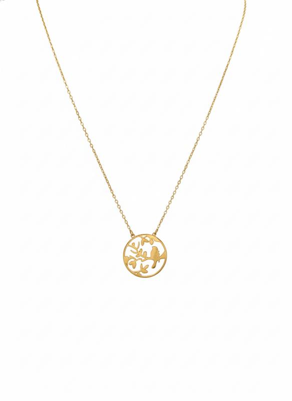 گردنبند زنانه طلا ۱۸ عیار پرنده بر شاخه درخت گالری زربام