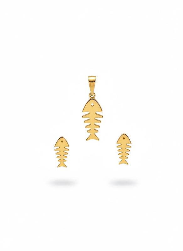 زنانه نیم ست طلا ۱۸ عیار ۴٣٢٧ماهی گالری طلای شفیع