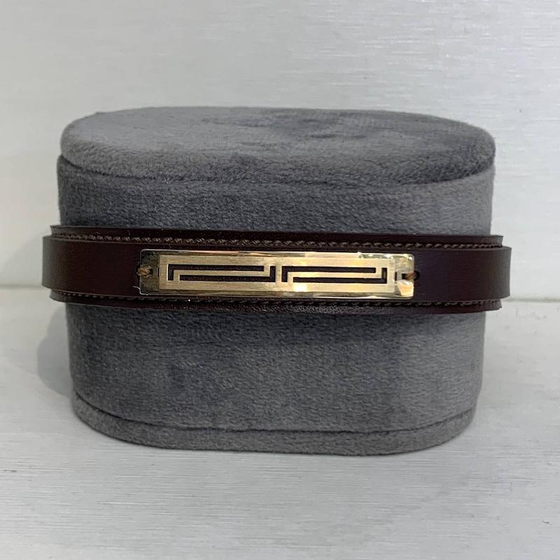 دستبند طلا ۱۸ عیار دستبند چرم گالری جواهری مهربان