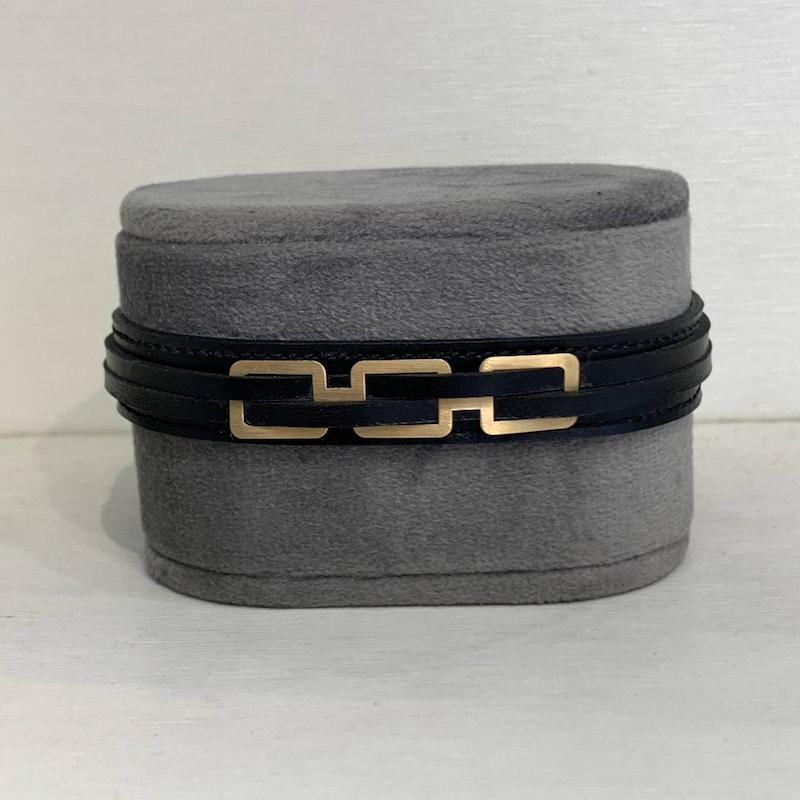 دستبند طلا ۱۸ عیار دستبند چرم گالری جواهری مهربان