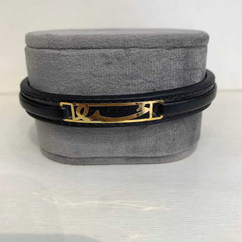 دستبند طلا ۱۸ عیار دستبند چرم گالری جواهری مهربان