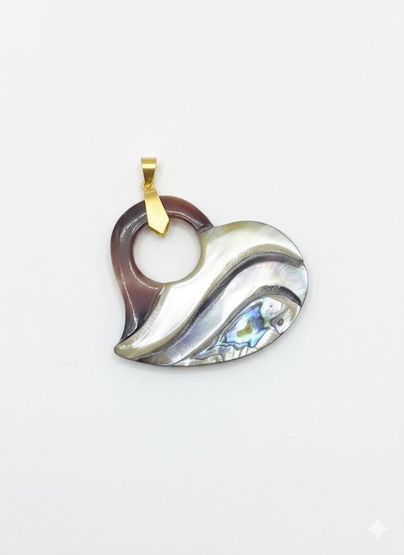 آویز زنانه طلا ۱۸ عیار ۴٧۵٠ صدف قلب گالری طلای شفیع