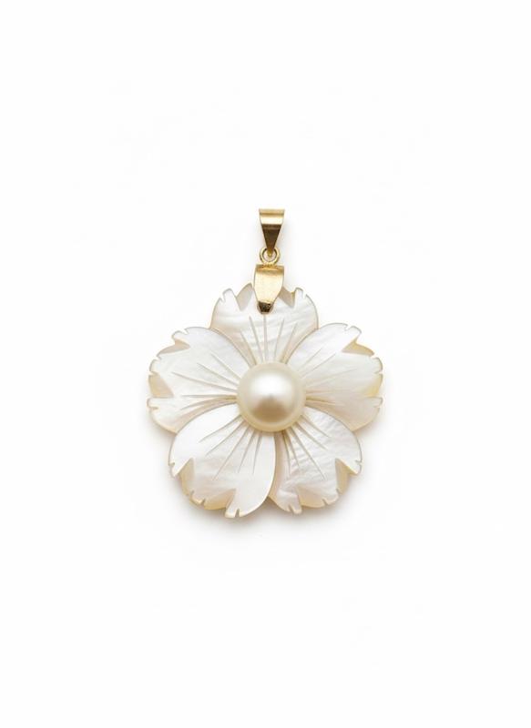 آویز زنانه طلا ۱۸ عیار ۴٣٣۴ صدف گل گالری طلای شفیع