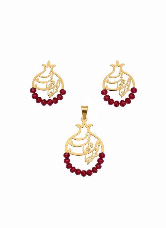 زنانه نیم ست طلا ۱۸ عیار انار33203321 گالری طلای شفیع