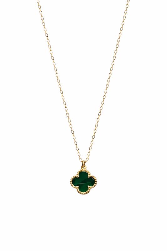 گردنبند زنانه طلا ۱۸ عیار ونکلیف مدال متصل سبز گالری مینا‌جان