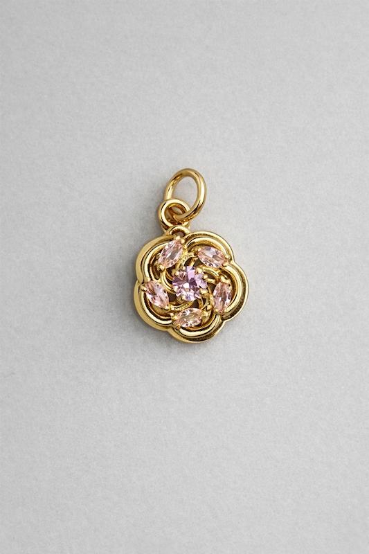 آویز زنانه طلا ۱۸ عیار سوارفسکی طرح گل 3 گالری مینا‌جان