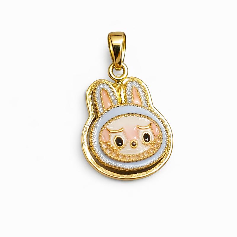 آویز بچگانه طلا ۱۸ عیار طرح لبوبو آبی گالری مینا‌جان