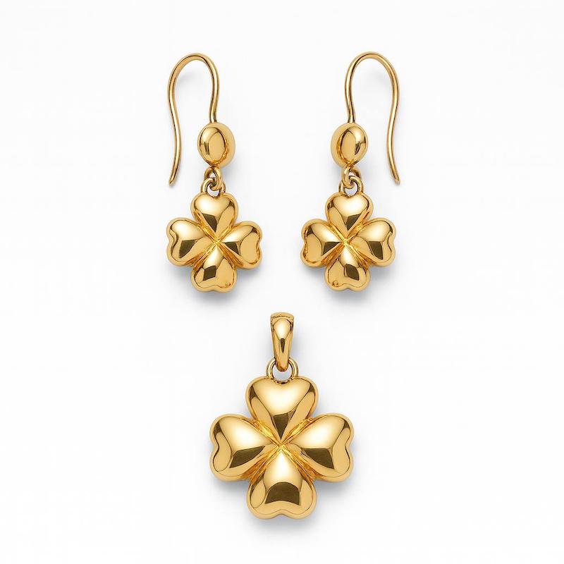 زنانه نیم ست طلا ۱۸ عیار نیم ست شبدر گالری طلای حسن خانی