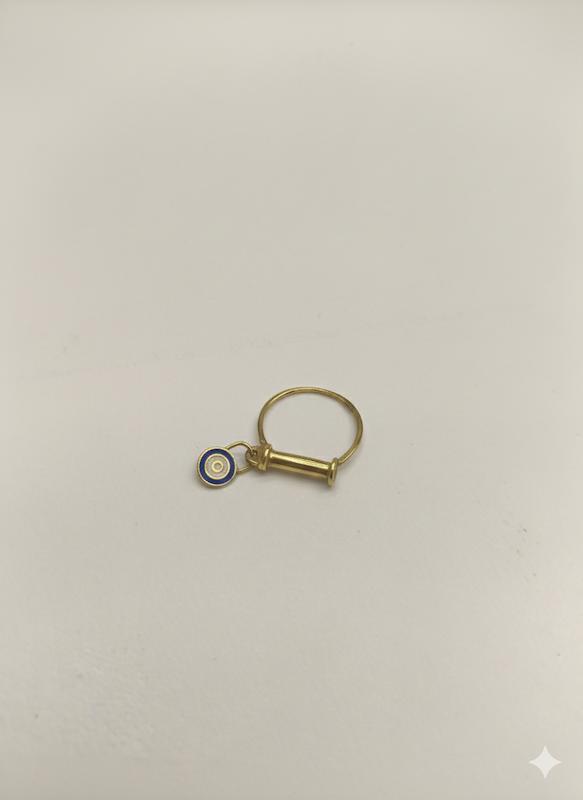 انگشتر زنانه طلا ۱۸ عیار انگشتر طرح قفل با آویز چشم نظر گالری طلای فر