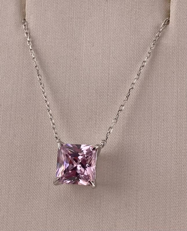 گردنبند زنانه طلا ۱۸ عیار سوارسکی صورتی گالری روبی