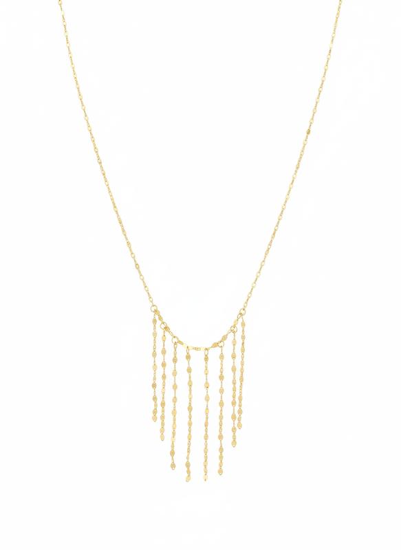 گردنبند زنانه طلا ۱۸ عیار گردنبند شرابه ای پولکی گالری حسینی زاده