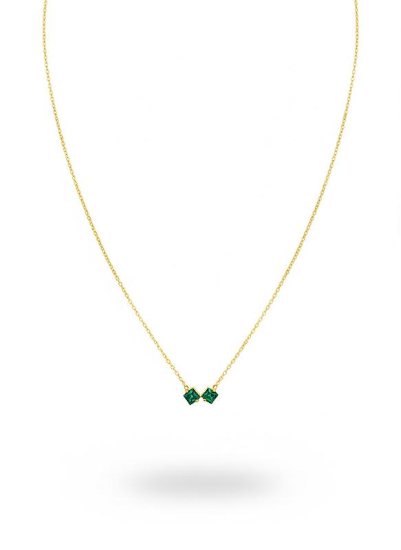 گردنبند زنانه طلا ۱۸ عیار گردنبند نگیندار سبز گالری طلای زنجیر