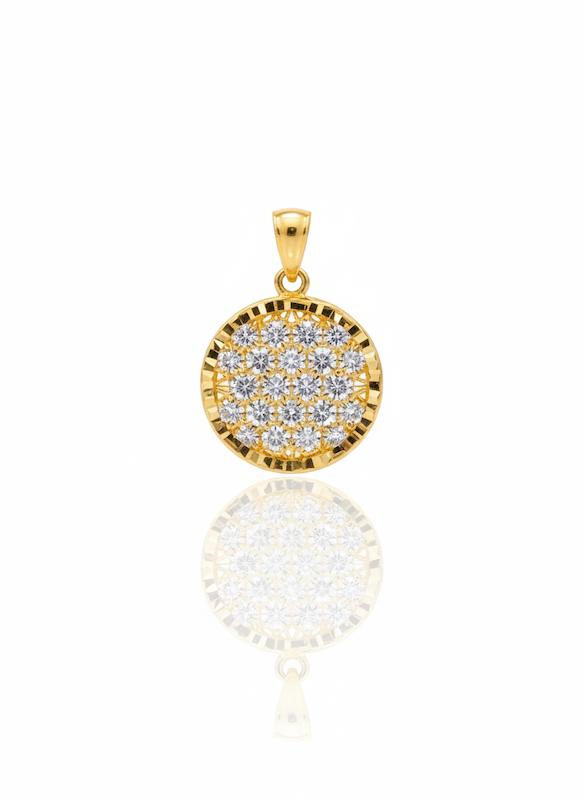 آویز زنانه طلا ۱۸ عیار مدال تراش طلا و جواهر سید محمد رضا فاطمیان