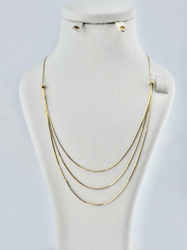 گردنبند زنانه طلا ۱۸ عیار گردنی سه لاین اف گالری