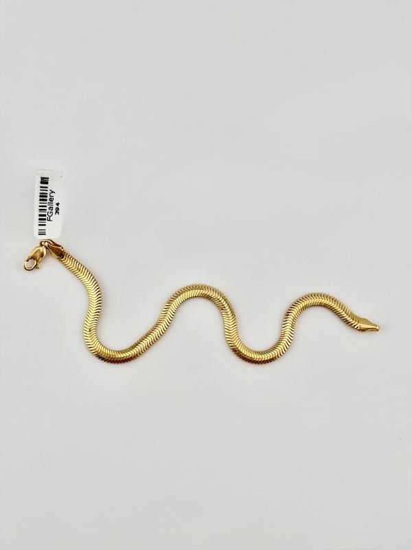 دستبند زنانه طلا ۱۸ عیار دستبند ماری پهن قفل طوطی اف گالری