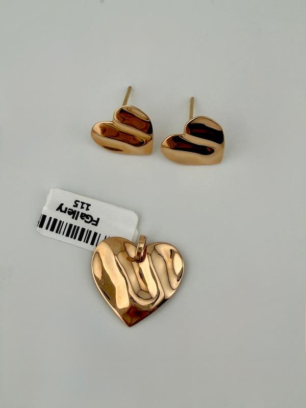 زنانه نیم ست طلا ۱۸ عیار نیم ست قلب دفرمه مدرن رزگلد اف گالری