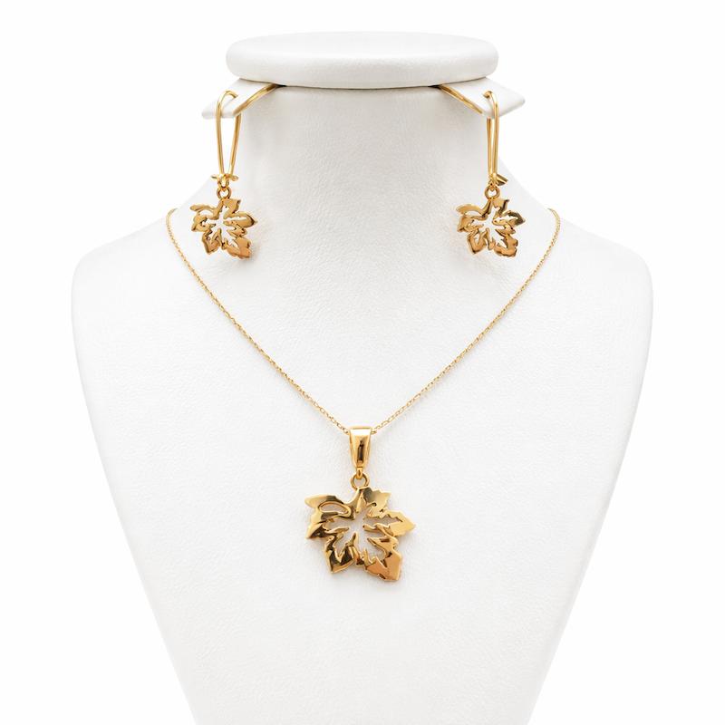 زنانه نیم ست طلا ۱۸ عیار برگ نایت گلد با زنجیر گالری طلای حسن خانی