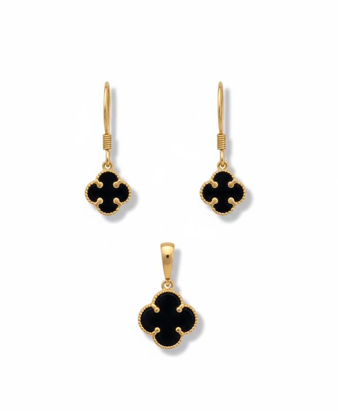 زنانه نیم ست طلا ۱۸ عیار نیم ست ونکلیف مشکی گلدن رز