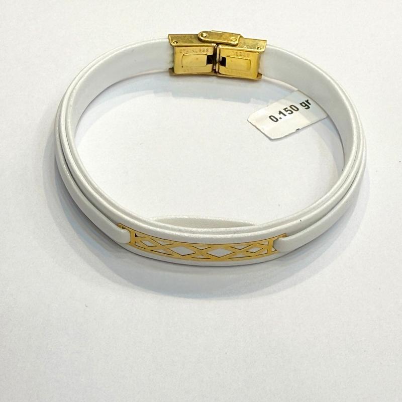 دستبند طلا ۱۸ عیار چرم و طلا گالری الیاگلد