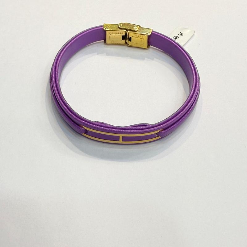 دستبند طلا ۱۸ عیار چرم و طلا گالری الیاگلد