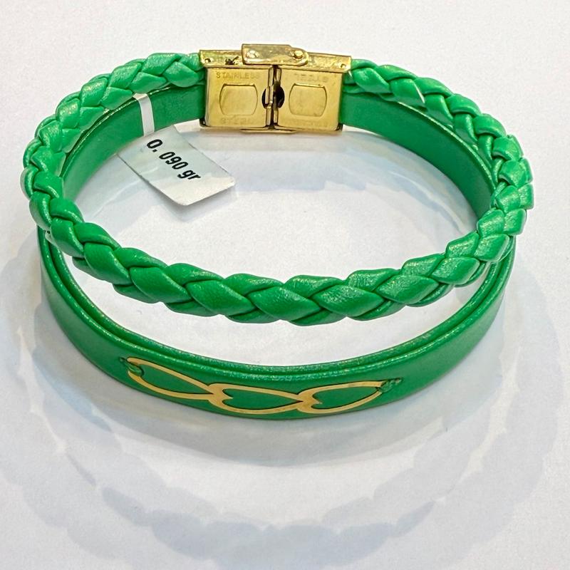 دستبند طلا ۱۸ عیار چرم و طلا گالری الیاگلد