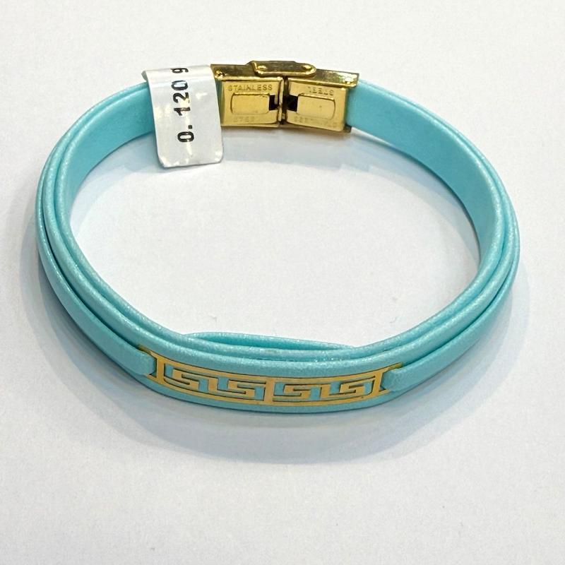 دستبند طلا ۱۸ عیار چرم و طلا گالری الیاگلد