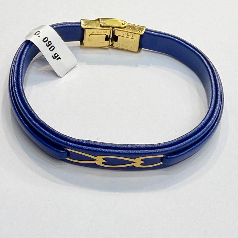 دستبند طلا ۱۸ عیار چرم و طلا گالری الیاگلد