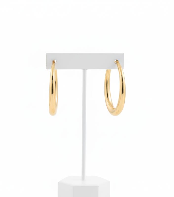 گوشواره زنانه طلا ۱۸ عیار گوشواره آینه ای بیضی گالری کاژه گلد