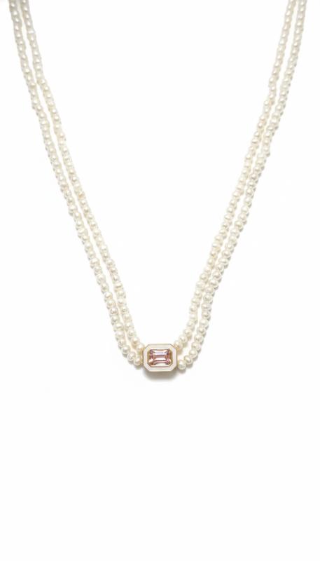 گردنبند زنانه طلا ۱۸ عیار مرواریدی4397 گالری طلای شفیع