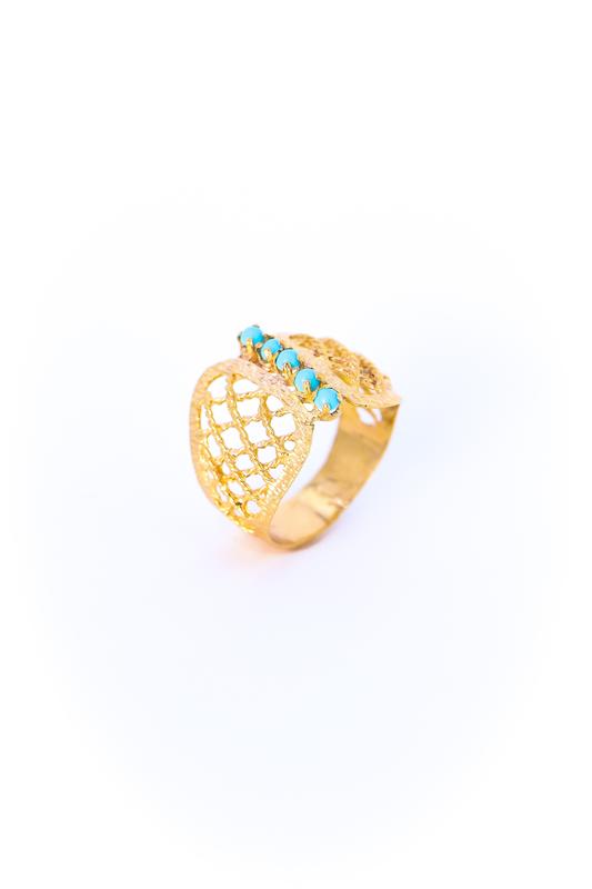 انگشتر زنانه طلا ۱۸ عیار فیروزه2208 گالری طلای شفیع