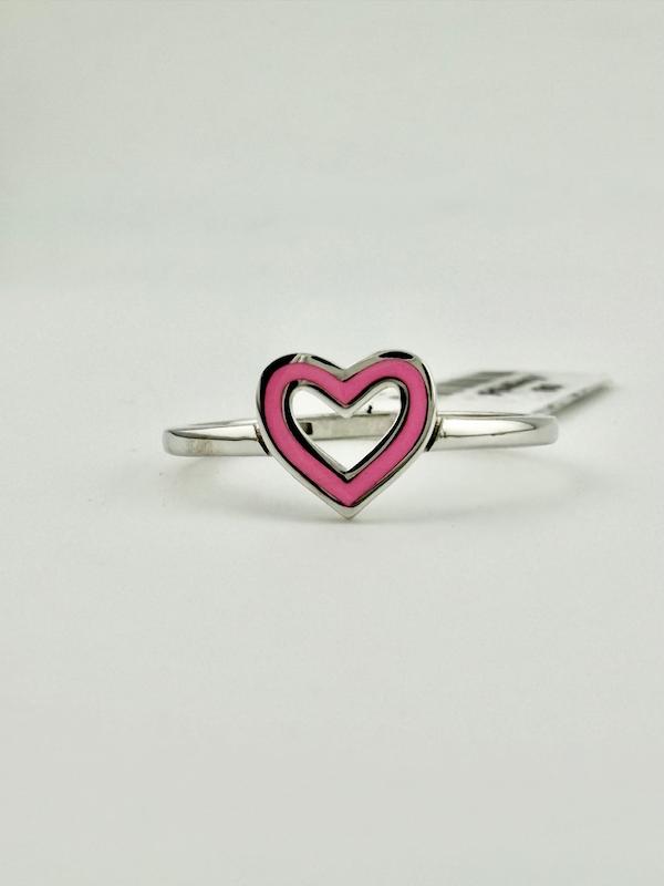 انگشتر زنانه طلا ۱۸ عیار انگشتر مینیمال قلب مینا صورتی طلاسفید اف گالری