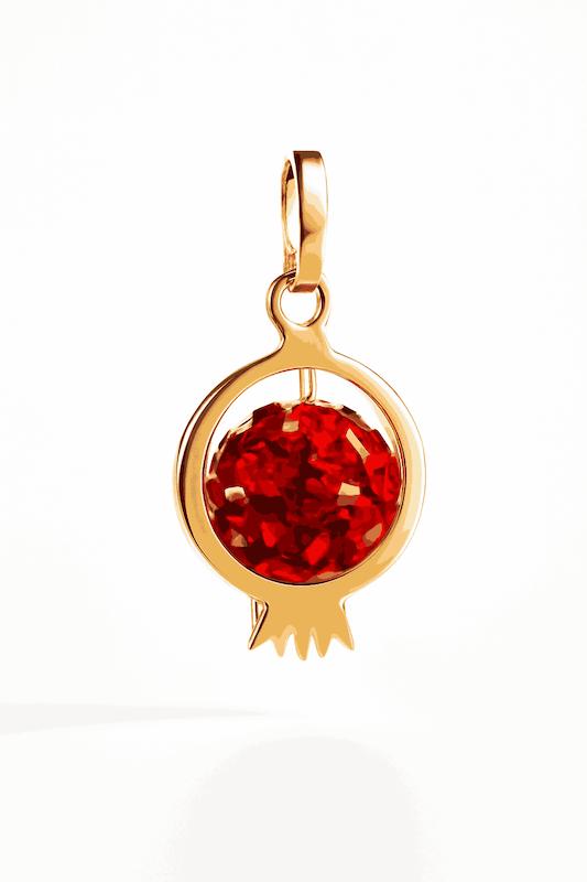 آویز زنانه طلا ۱۸ عیار آویز طلا 18عیار سوارفسکی طرح انار گالری مینا‌جان