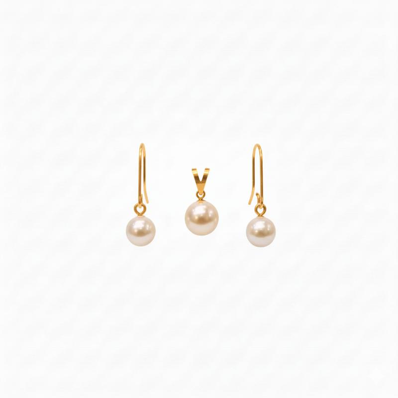 نیم ست طلا ۱۸ عیار مروارید گالری شمش طلا