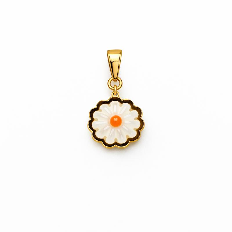 آویز زنانه طلا ۱۸ عیار طرح گل گالری مینا‌جان